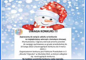 Plakat reklamujący konkurs recytatorski "Zimowe wierszyki"